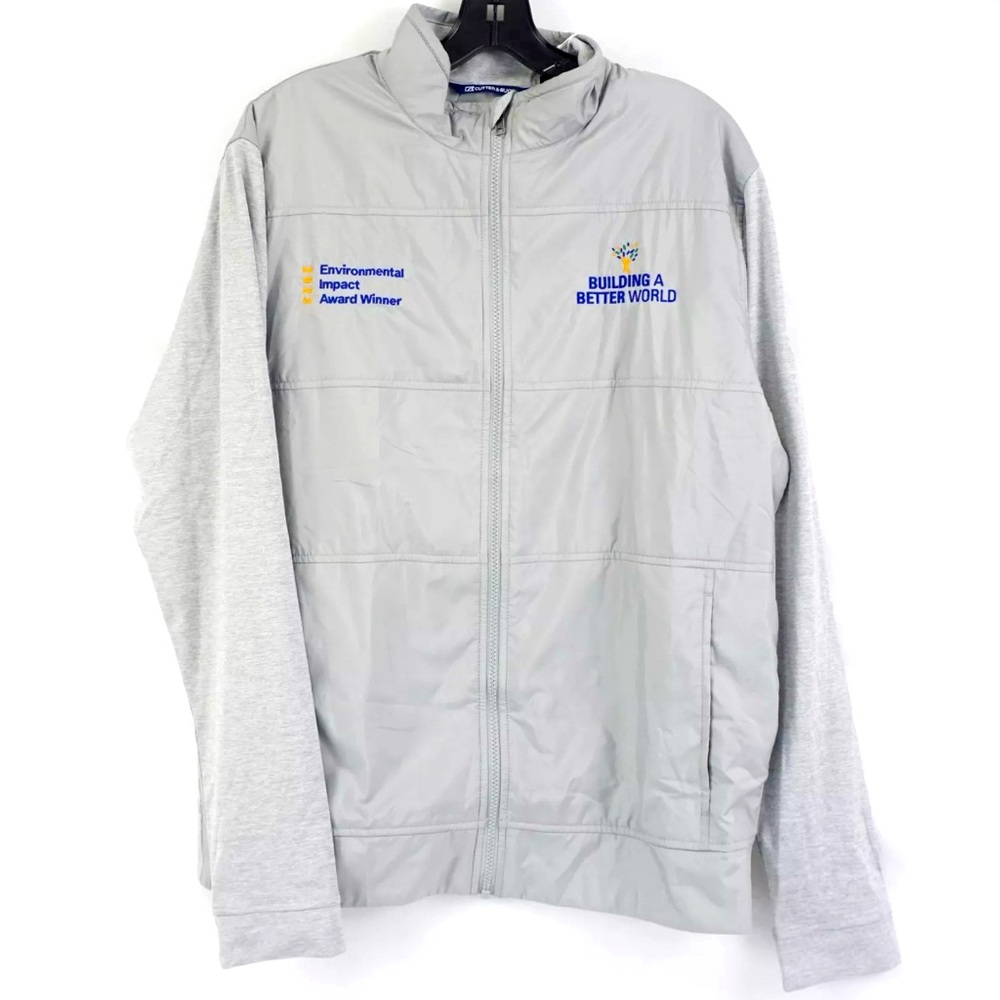 Men's Cutter & Buck Gray building a better world full zipper Medium